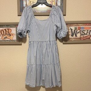 beachlunchlounge Blue and White Striped Dress